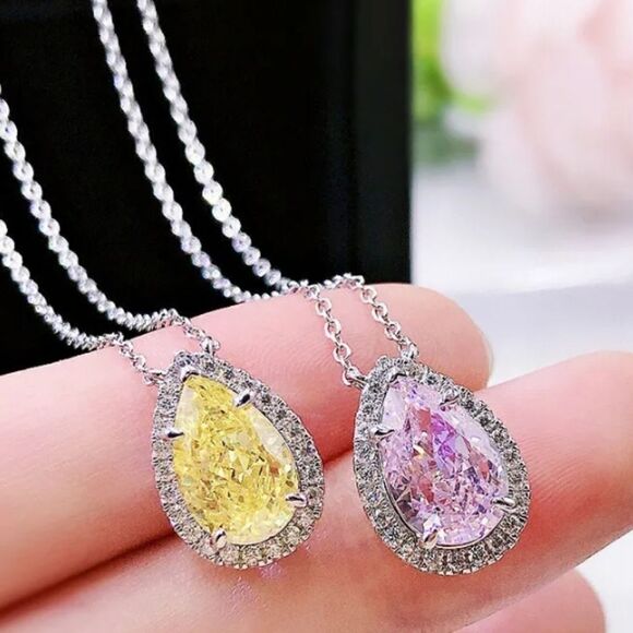 Pink sapphire Diamond silver necklace - Picture 4 of 4